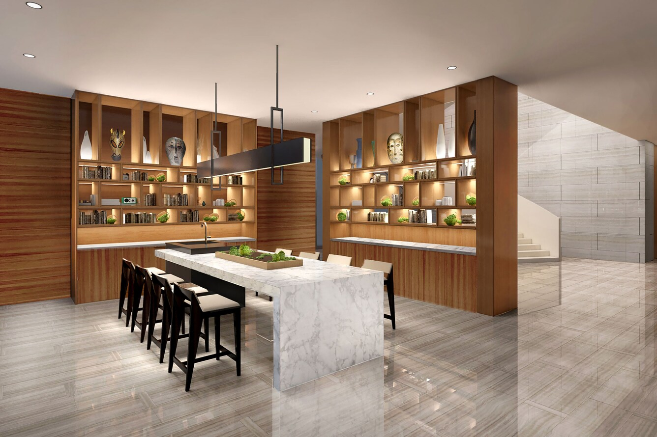 Bespoke bar counter and stools by NEXTOP in a hotel bar area