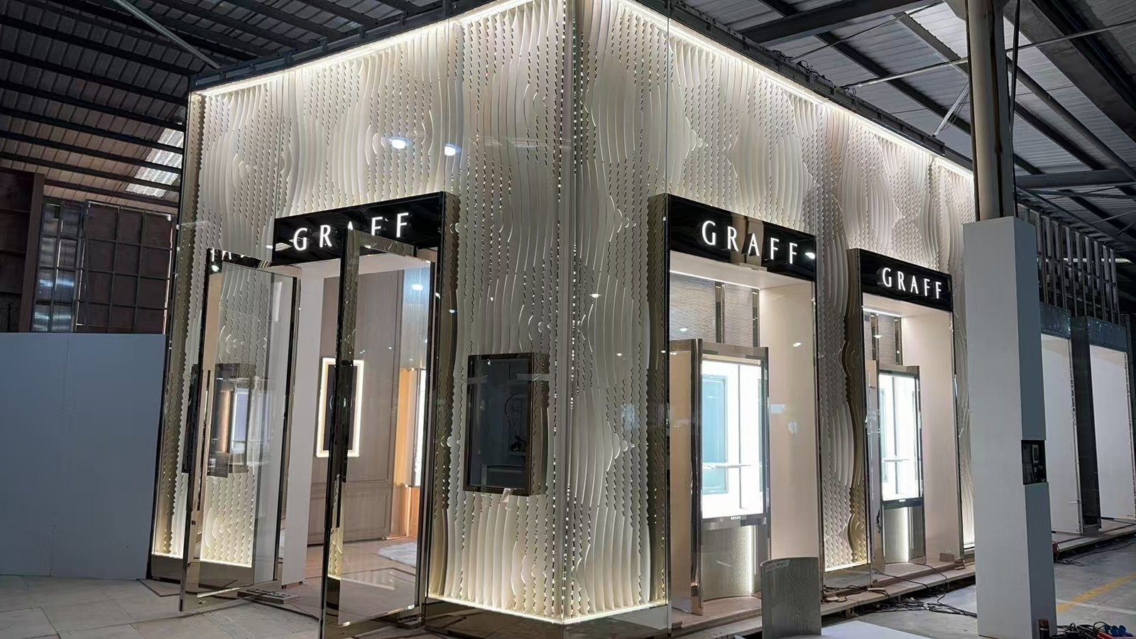 Custom metal decorative elements by NEXTOP inside Graff luxury brand store